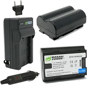 Wasabi Power Battery (2-Pack) & Charger for Fujifilm NP-W235 & Compatible with Fujifilm X-H2S, GFX 50S II, GFX 100S, Fujifilm X-T4, VG-XT4 Vertical Battery Grip