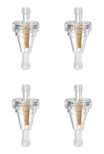 Outlaw Racing Clear Inline Gas Fuel Filters Motorcycle Scooter ATV 1/4&#034; (4 Pack)