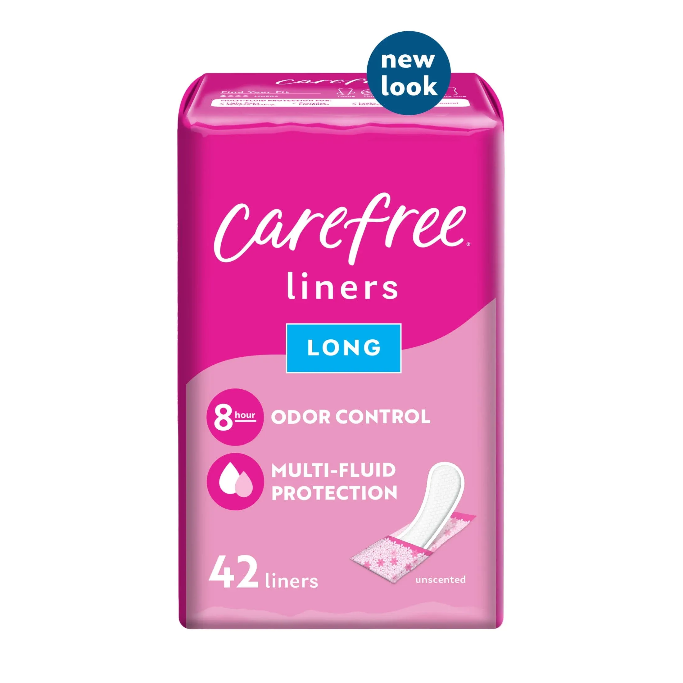 Carefree Acti-Fresh Daily Liners, Long, Unscented - 42 liners