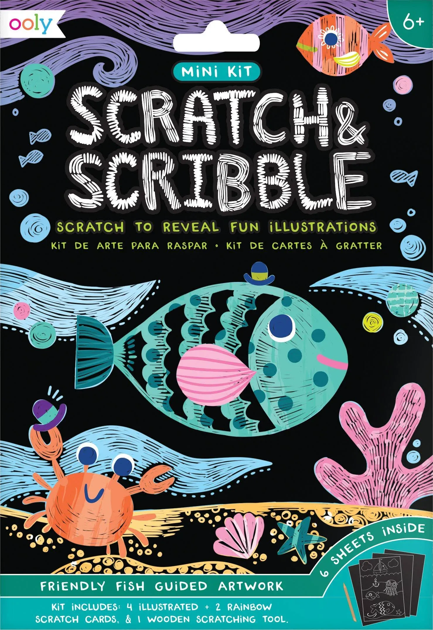 Ooly Friendly Fish Mini Scratch & Scribble Art Kit