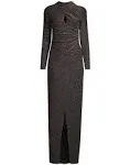 Cece Pleated Cutout Shimmer Column Gown In Stardust