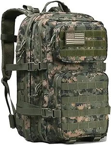 REEBOW GEAR Military Tactical Backpack Large Army 3 Day Assault Pack Molle Bag Backpacks (Woodland Camo)