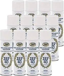 Zep 40 Non-Streaking Cleaner - 18 Ounces (Case of 12) 14401 - Heavy-Duty Foaming Action Aerosol Formulated for Non-Conductive Surfaces, Ideal for Cold Weather Conditions.