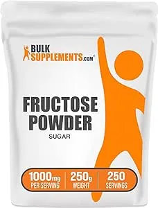 BulkSupplements.com Fructose Powder - Powdered Sugar Alternative - Pure Cane Sugar Substitute - Granulated Sugar Powder - Sugar Substitute for Baking (250 Grams -8.8 oz)