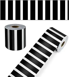 Carson Dellosa Education Black and White Vertical Stripes Rolled Straight Borders