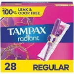 Tampax Radiant Tampons Regular Absorbency