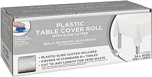 Frosty White Boxed Plastic Table Roll - 54" x 126' (1 Pc.) - Elegant & High-Quality Event Essential, Perfect for Parties, Weddings, & Special Occasions