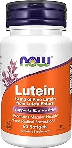 NOW Foods Supplements, Lutein 10 mg with 10 mg of Free Lutein from Lutein Esters, 60 Softgels