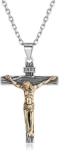 Sterling Silver Jesus Christ Cross Crucifix Pendant Necklace