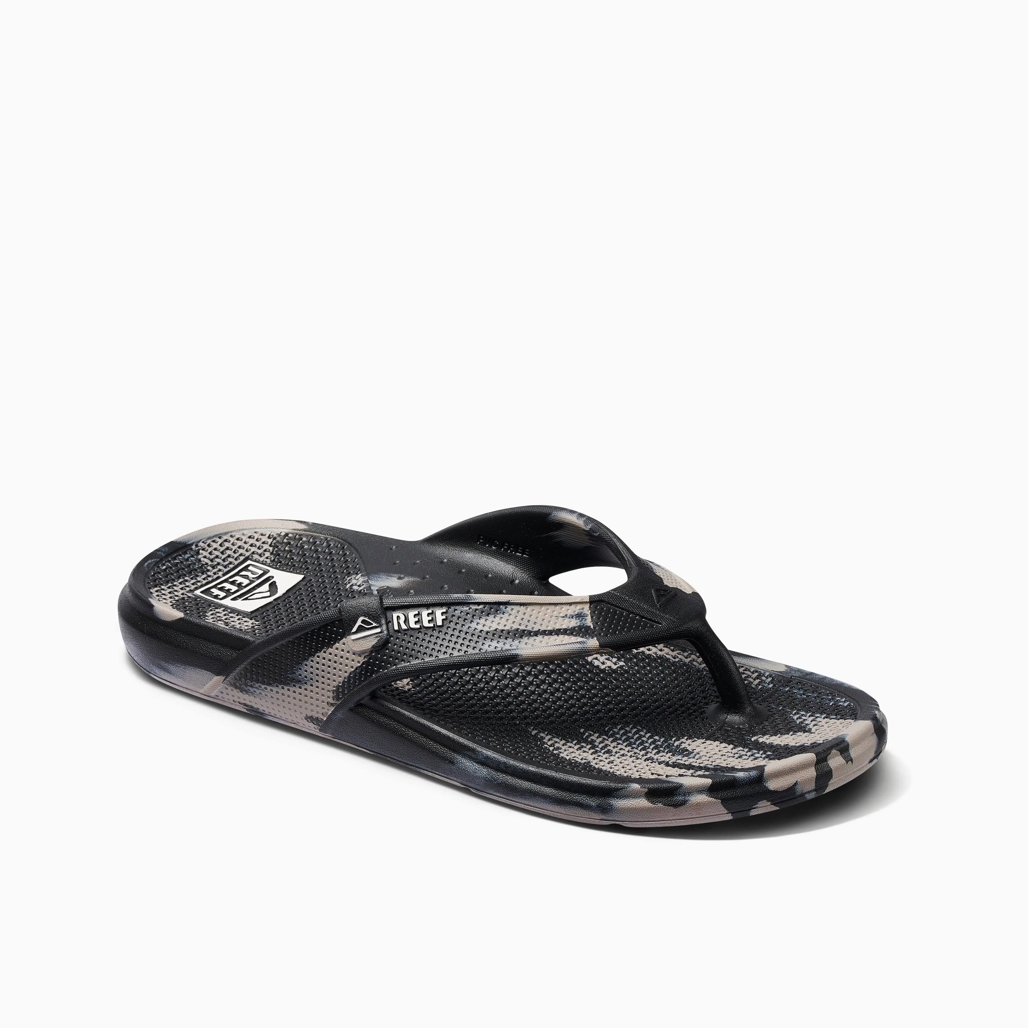 "Reef Men's Oasis Flip Flops - Black/Taupe Marble - Size 8"