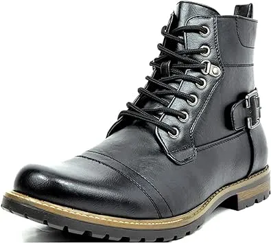 Bruno Marc Men's Motorcycle Combat Boots Zipper Biker Boot