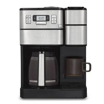 Cuisinart - Coffee Center Grind & Brew Plus 12-Cup Coffee Maker with Carafe and Single Serve Brewer - Black Stainless