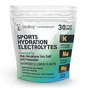 Dr. Berg Sports Hydration Electrolytes Powder W/More Salt (Pink Himalayan) 30 Keto Electrolytes Powder Packets W/A Del