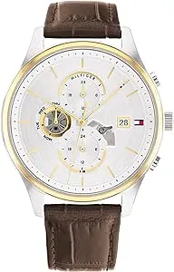 Tommy Hilfiger 1710484 Men's Stainless Steel Case and Leather Strap Watch Color: BrownTommy Hilfiger 1710484 Men's Stainless Steel Case a…