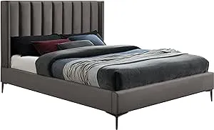 Nadia Velvet Queen Bed In Grey - Nadiagrey-Q | Meridian