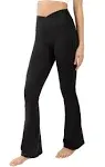 Yogalicious Squat Proof Flare Leg Yoga Pants with High Crossover Waistband - Black - Large