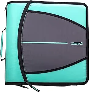 Case-it The Mighty Zip Tab Zipper Binder - 3 inch O-Rings - 5 Color Tab Expanding File Folder - Multiple Pockets - 600 Page Capacity - Includes