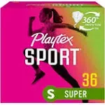 Playtex Sport Tampons, Plastic, Super, Fragrance Free - 36 tampons