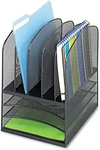 Safco 3266BL Onyx Mesh 5 Sorter, 3 Tray Desktop Organizer. Durable Steel Mesh Construction -3 Horizontal Trays. Multifunctional Use Ideal for Cubicles, Home Offices, Mail Rooms & Classroom