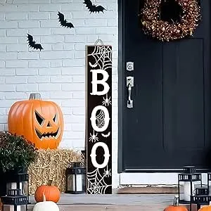 Halloween Porch Sign Boo Sign For Front Porch Scary Wooden Vertical Welcome Sign Yard Standing For Patio Front Door Porch Celebrate Holiday Home Party Wall Yard Home Decor Indoor Outdoor 47.2" X 7.8