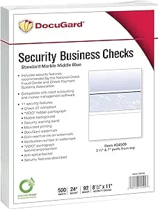 DocuGard Security Blue Marble Business Checks with 11 Features to Prevent Fraud