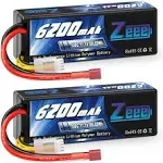 Zeee 3S Lipo Battery 6200mAh 11.1V 100C Hard Case RC Battery with Deans T Connector for 1/8 1/10 Scale Vehicles RC Car Tank Trucks Boats(2 Pack)