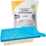 Lip Balm Container Kit with Fill Tray and Spatula, Made in The USA, Includes 50 Clear Lip Balm Containers (0.15 oz Each) BPA Free by Mary Tylor