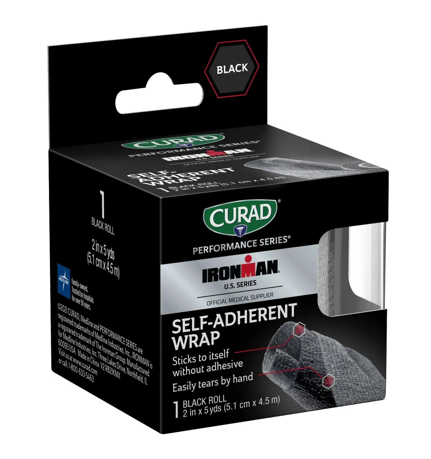 Curad Black Self-Adherent Wrap, 5-yd. Rolls