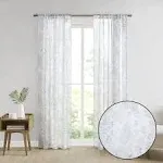 Botanical Printed Texture Sheer Window Pair Neutral - House to Home