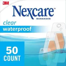 Nexcare Waterproof Clear Bandages Assorted Sizes, 50 Bandages