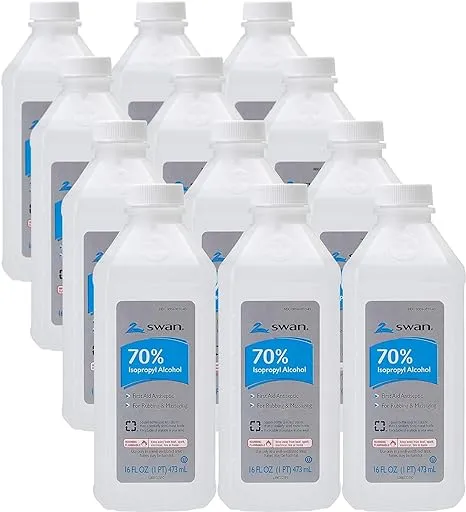 *12-Bottles* Swan Isopropyl Rubbing Alcohol 70% Isopropyl 16 Oz VJO098003