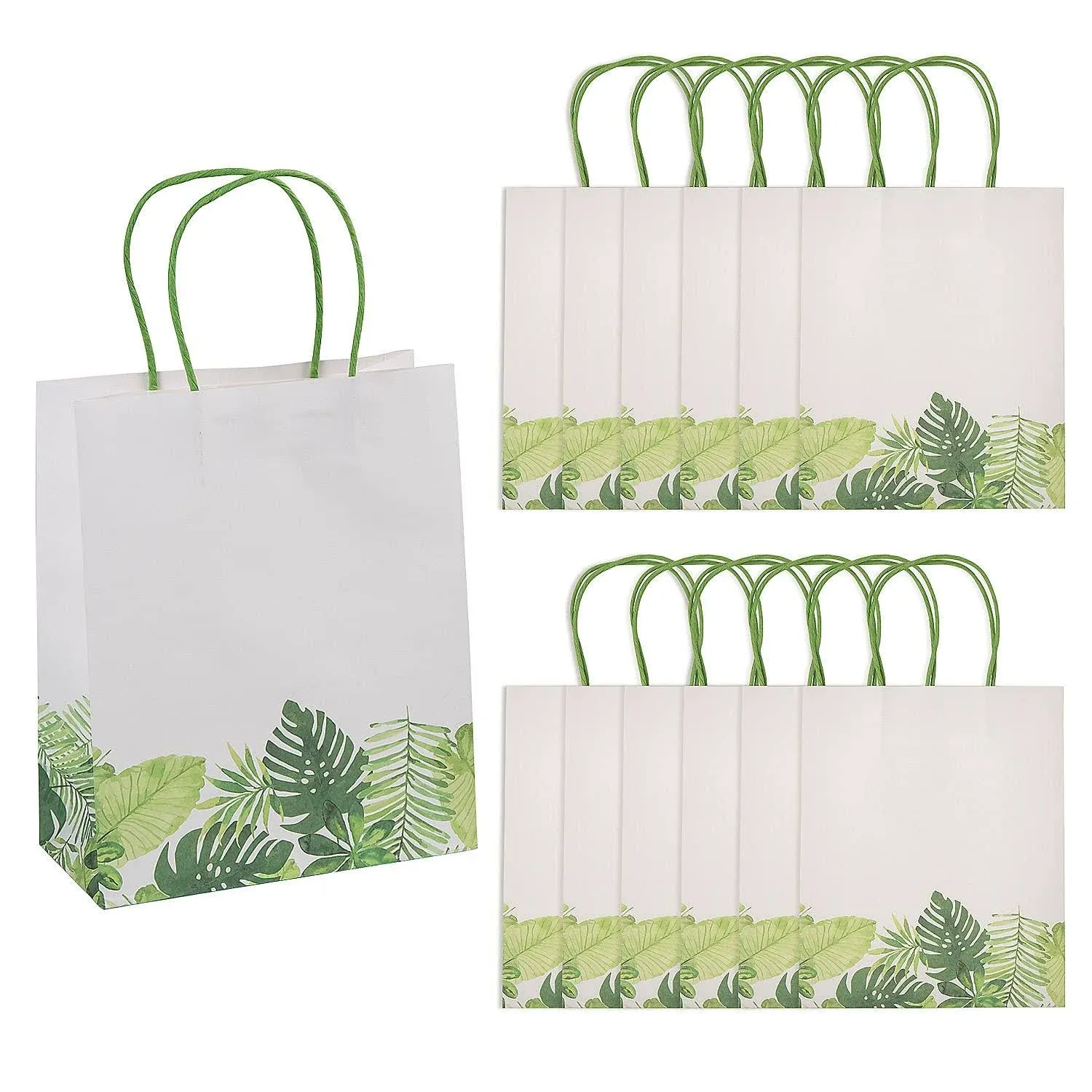 Fun Express Medium Greenery Gift Bags - 12 Pieces