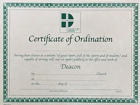 Certificate Deacon Ordination (Package of 6)