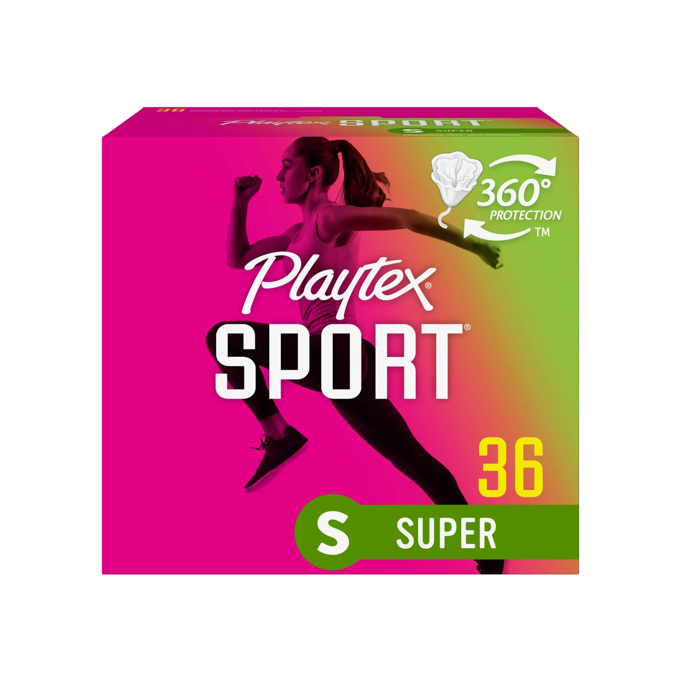 Playtex Sport Tampons, Plastic, Super, Fragrance Free - 36 tampons