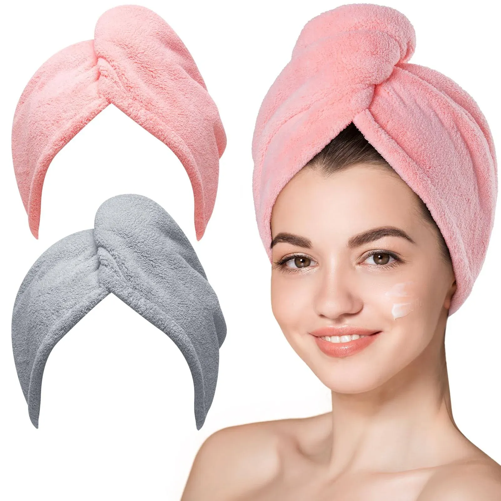 Hicober Microfiber Towel 3 Packs Hair Turbans for Wet Hair