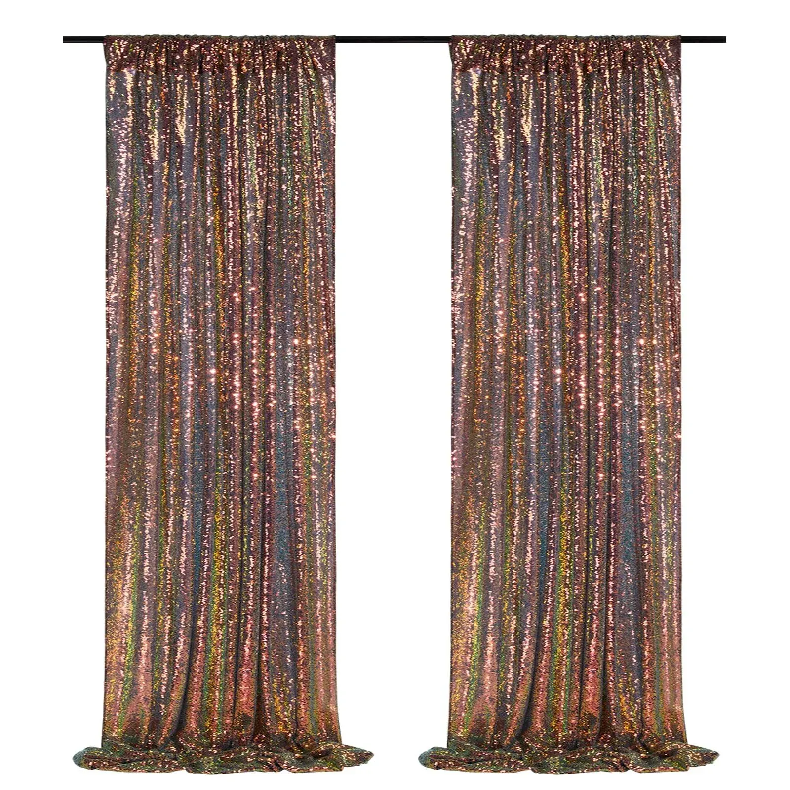 Black Gold Sequin Backdrop 2 Packs 2ftx8ft Sparkly Glitter Birthday Party Cak...