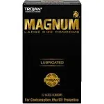 Trojan Magnum Large Size Lubricated Condoms - 12 Count