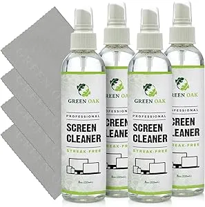 Green Oak Screen Cleaner Professional Screen Cleaner Spray - Best for LCD & LED TV, Tablet, Computer Monitor, Phone - Safely Cleans Fingerprints, Dust, Oil (8oz 4-Pack)