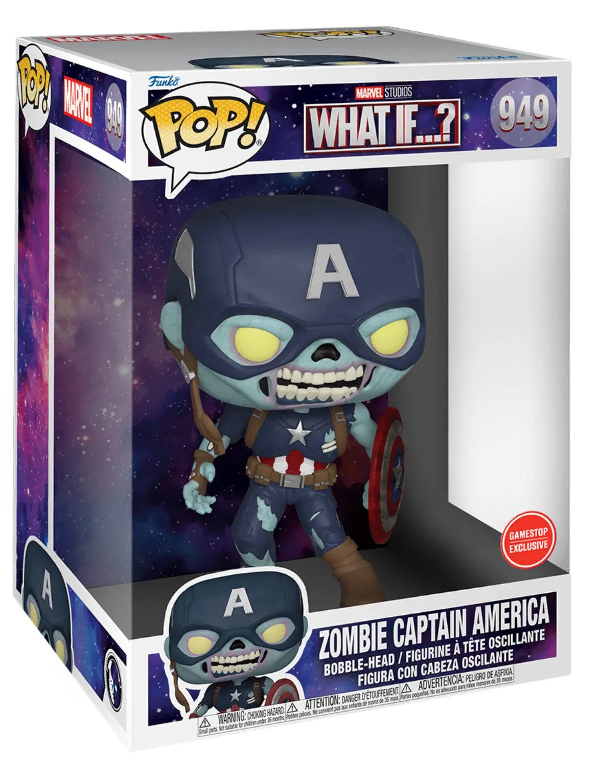 Funko POP! Jumbo: What If...? Zombie Captain America 10-in Vinyl Bobblehead