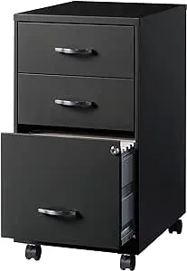 Space Solutions 18"D 3 Drawer Mobile Metal File Cabinet Midnight Purple