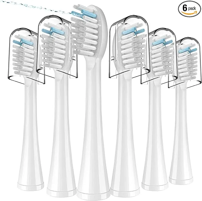 Replacement Flossing Toothbrush Heads with Covers for waterpik Sonic Fusion SF01/SF02 and Sonic Fusion 2.0 SF03/SF04,6 Count,White