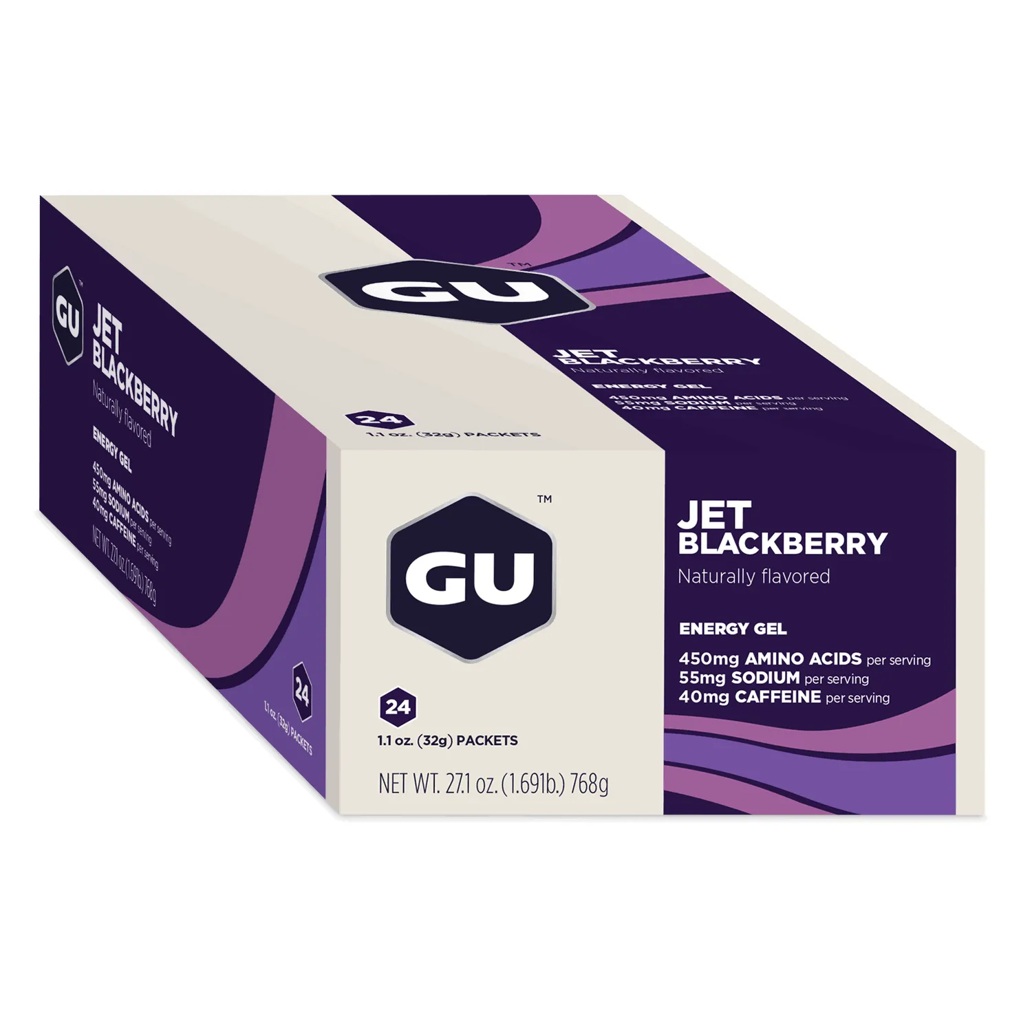 GU Energy Original Sports Nutrition Energy Gel, 24-Count, Jet Blackberry