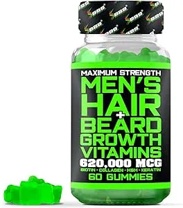 BBS Beard Growth & Hair Growth Vitamins for Men - Maximum Strength 620000mcg Biotin - Collagen - MSM - Keratin - Bamboo Extract - Multivitamin