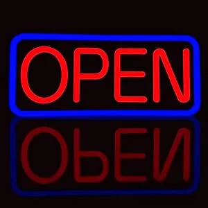 BritTech 21'' X 10'' Ultra Bright LED Neon Open Sign - Remote Controlled - Get Your Business Seen Day or Night(21'' X 10'' Blue/Red)