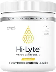 Hi-Lyte Lemonade Electrolyte Powder, Daily Hydration Supplement Drink Mix, 90 Servings | Sugar-Free, 0 Calories, 0 Carbs | No Maltodextrin. Gluten-Free | Supports Keto | Light Refreshing Flavor