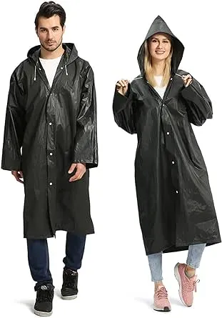 Opret 2 Pack Raincoats for Adults Reusable, EVA Rain Ponchos Lightweight Rain Coat Waterproof Rain Gear for Men and Women