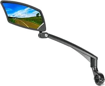 Handlebar Bike Mirror, Scratch Resistant Glass Lens, Ajustable and Rotatable Safe Rearview Bicycle Mirror