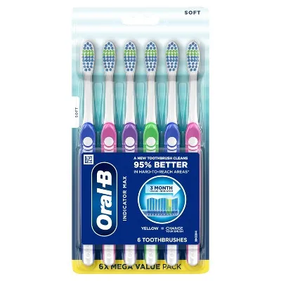 Oral-B Indicator Contour Clean Toothbrushes, Soft, 6 Count