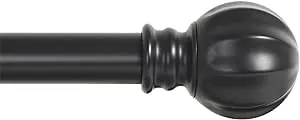 Ivilon 1 inch Curtain Rod with Ball Finials - 28 to 48 inch, Black