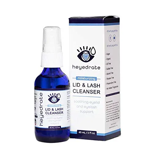 Heyedrate Lid and Lash Cleanser for Eye Irritation and Eyelid Relief, Gentle Hypochlorous Acid Eyelid Cleansing Spray (2 Ounce Glass Bottle), Bronze